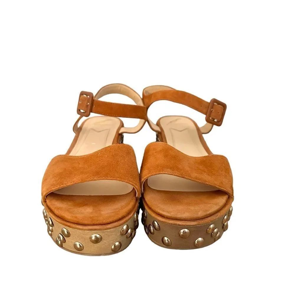 B Brian Atwood Franki Studded Tan Suede Boho Platform Sandals - Picture 2 of 10